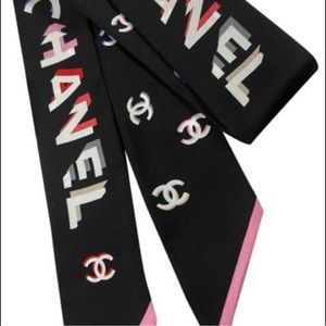 Chanel Twilly Black Scarf Authenticated